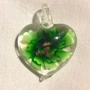 Green glass heart pendant
